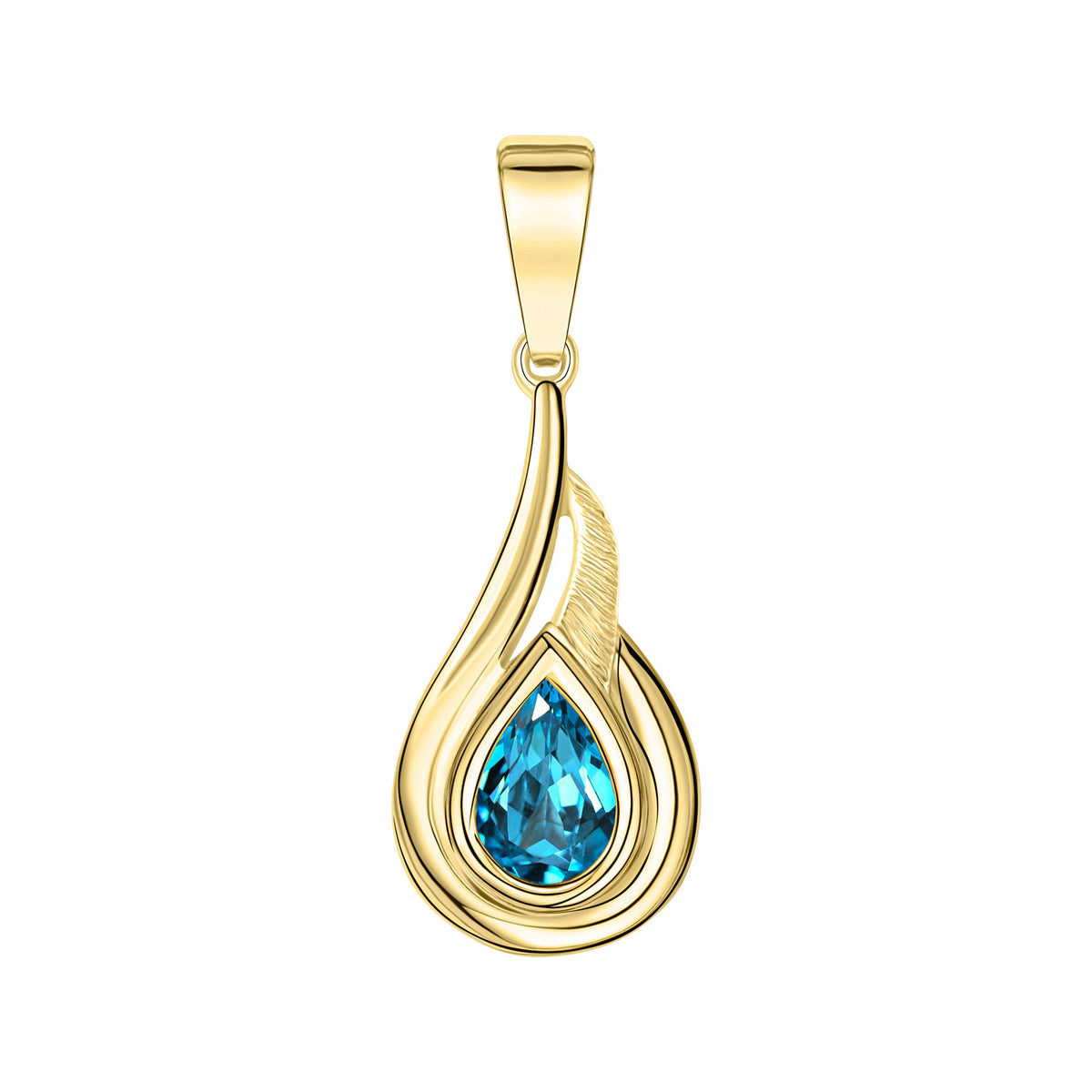 Anhänger 375/- Gold 2,8cm Blautopas beh.