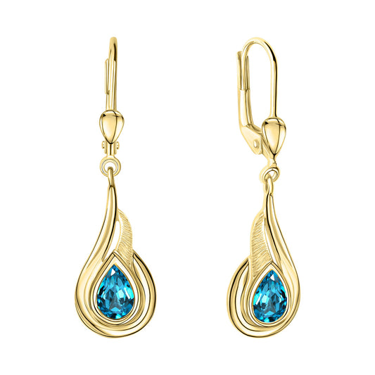 Ohrhänger aus 375/- Gelbgold glanz mit 2 Blautopase