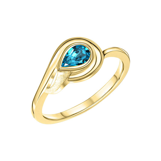 Goldring Damen 375er Gelbgold glanz mit Blautopas