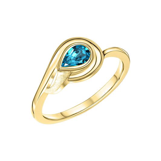 Damenring aus 375/- gelbgold glanz mit 1 Blautopas