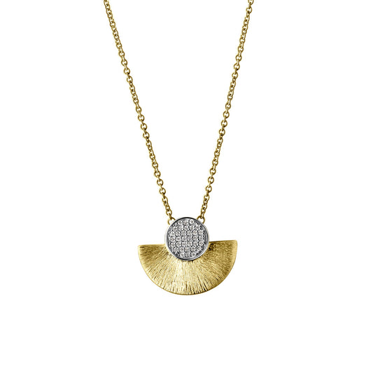 Collier Anhänger mit Kette aus 375/- Gelbgold bicolor mit insg. 34 Diamanten