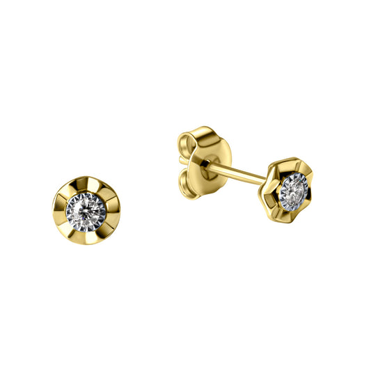 Ohrringe 585/- Gelbgold bicolor mit insg. 2 Brillanten 0,07ct.