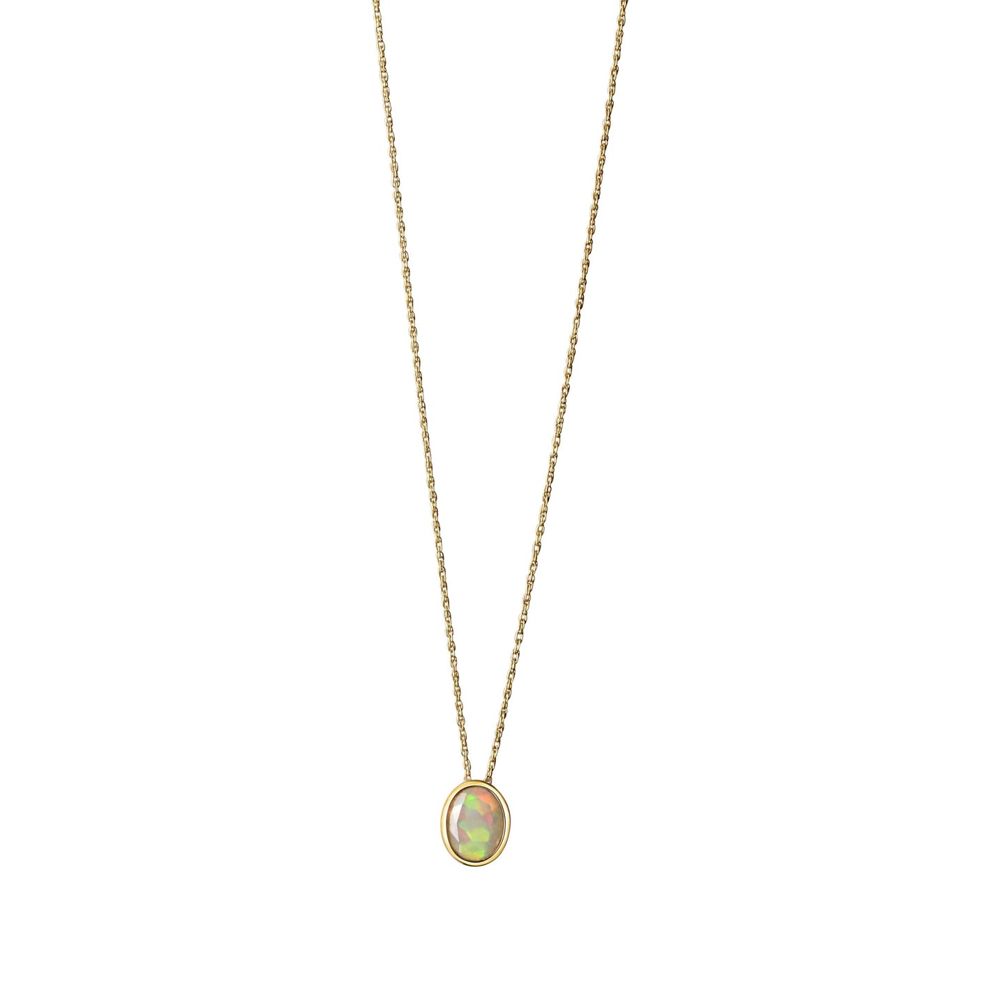 Anhänger mit Kette Ankerkette 585/- Gold 46cm Opal