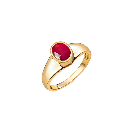 Damenring aus 585/- Gelbgold glanz mit Rubin oval