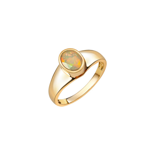 Damenring aus 585/- Gelbgold glanz mit Opal oval