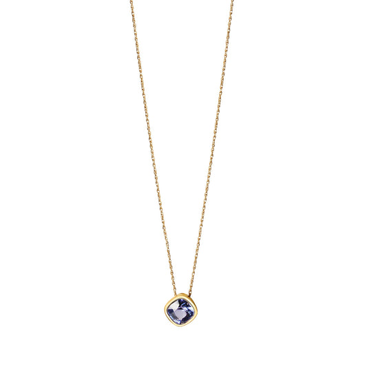 Collier Anhänger mit Kette aus 585/- Gelbgold glanz Anhänger mit Tansanit
