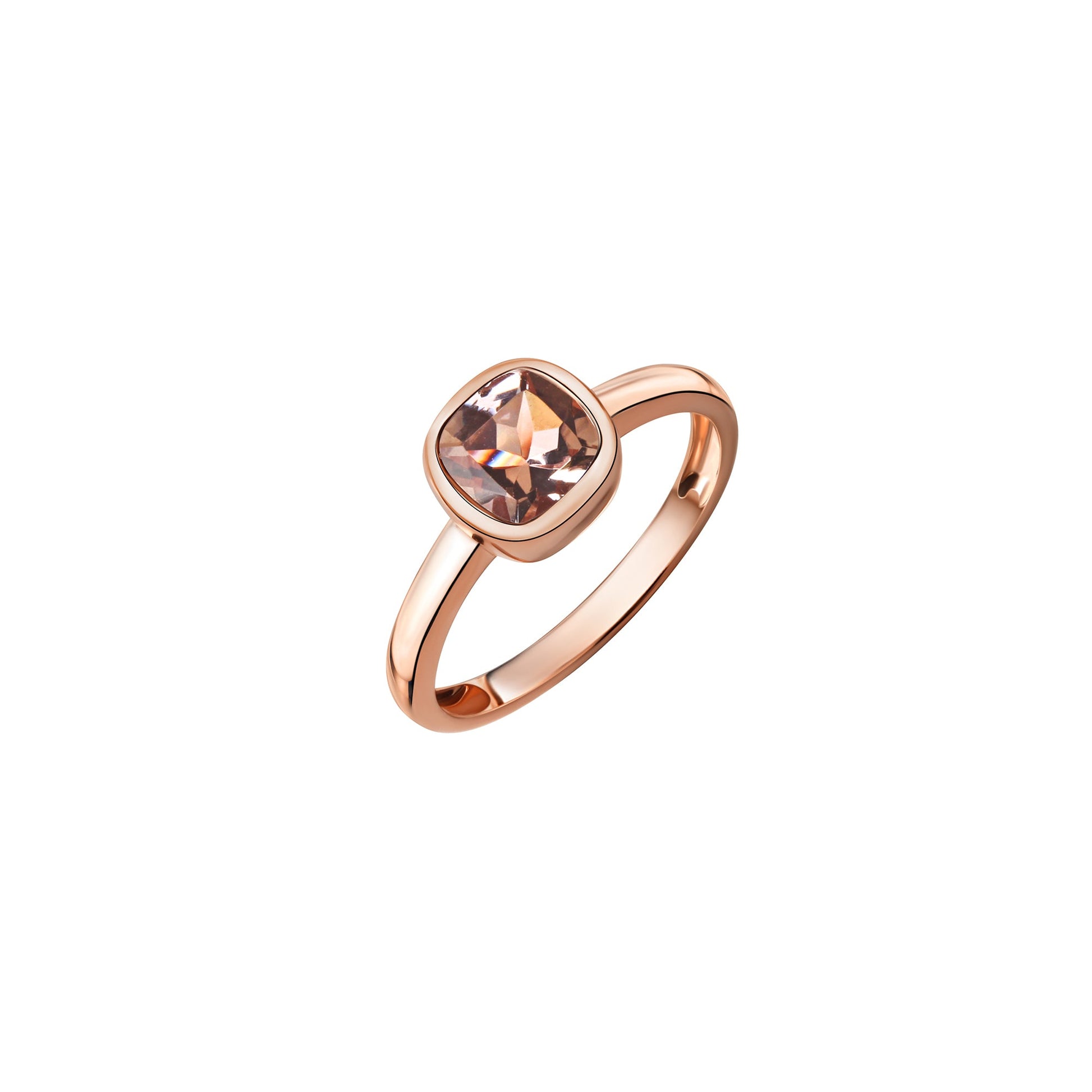 Damenring aus 585/- Rotgold glanz mit Morganit