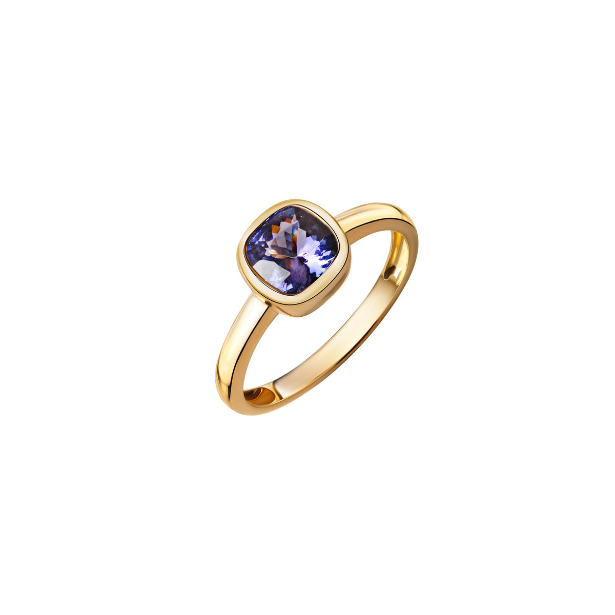 Damenring aus 585/- Gelbgold glanz mit Tansanit