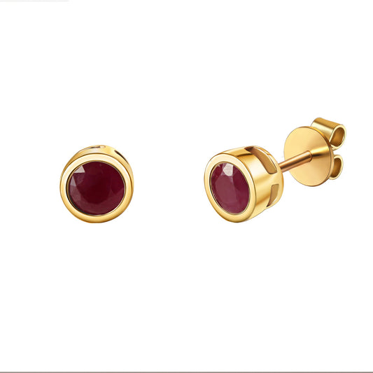 Ohrstecker aus 585/- Gelbgold glanz mit Rubin