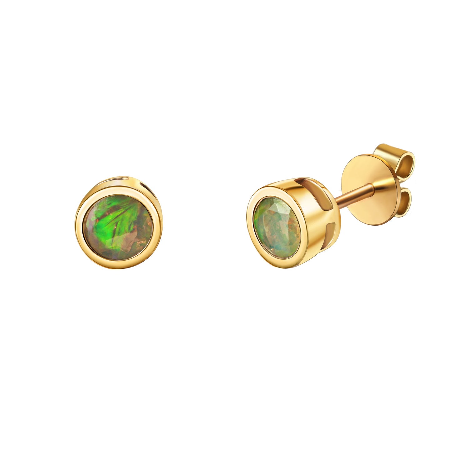 Ohrstecker 585/- Gold rhodiniert (teil) 0,7cm Opal