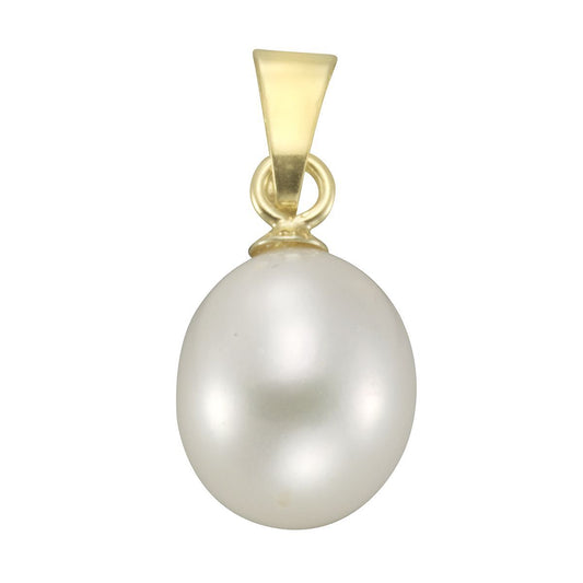 Anhänger aus 375/- Gelbgold galnz mit 1 Spßwasserzuchtperle weiß 8-9mm