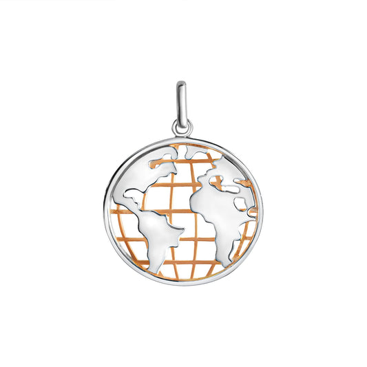 Anhänger aus 925/- Sterling Silber rhodiniert teils rosevergoldet Motiv Erde Ø 22mm