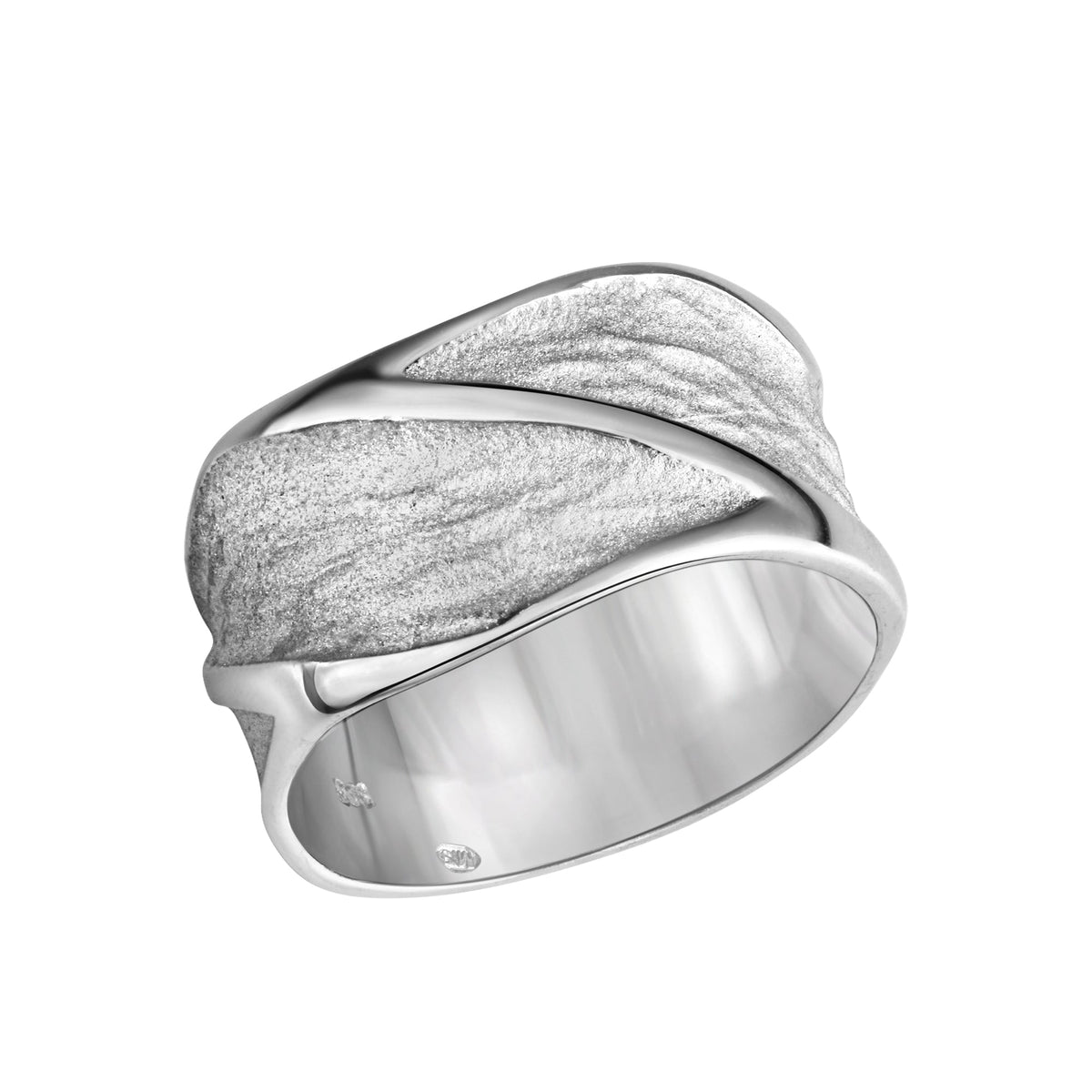 Damenring aus 925/- Sterling Silber rhodiniert Struktur teils matt/glanz