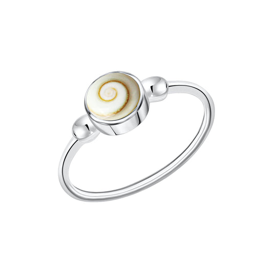 Damenring aus 925/- Sterling Silber weiss mit Muschel weiss