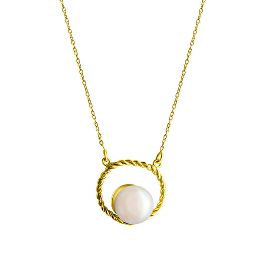 Collier aus 375/- Gelbgold glanz mit 1 Süßwasserperle weiß