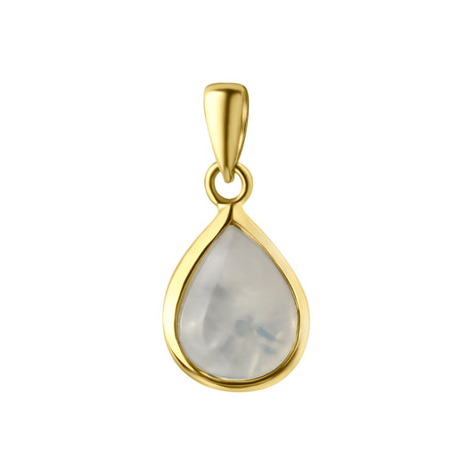Anhänger aus 375/- Gelbgold glanz mit 1 Mondstein Regenbogenfarben