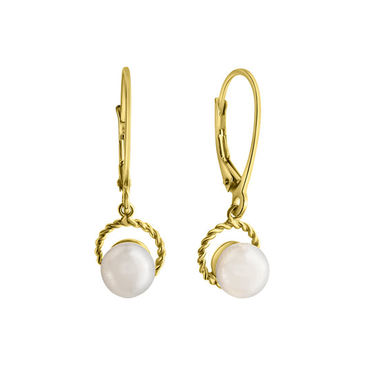 Ohrhänger aus 375/- Gelbgold Süßwasserperle 5mm