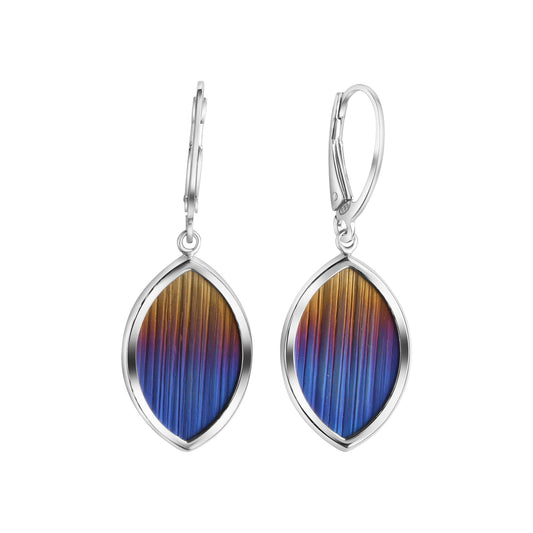 Ohrhänger aus 925/- Sterling Silber rhodiniert mit Titan in blau/braun
