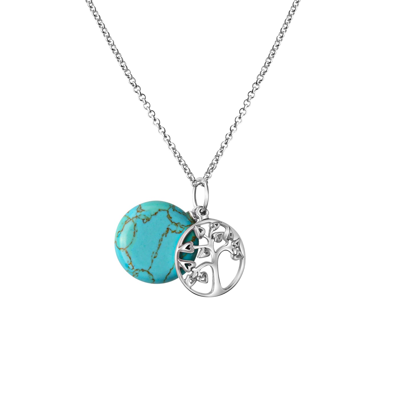 Anhänger mit Kette Panzerkette 925/- Sterling Silber rhodiniert 45,0cm Türkis
