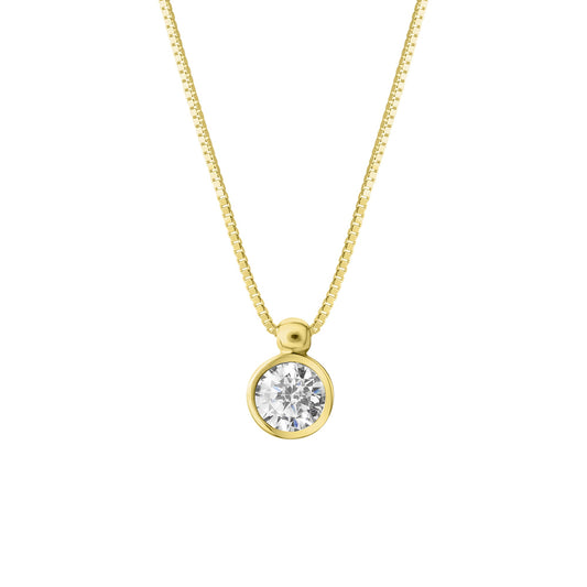 Collier aus 375/- Gelbgold glanz mit 1 Zirkonia weiß