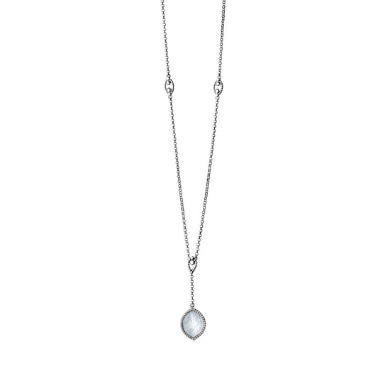Collier aus 925/- sterling Silber rhodiniert Anhänger mit Perlmutt