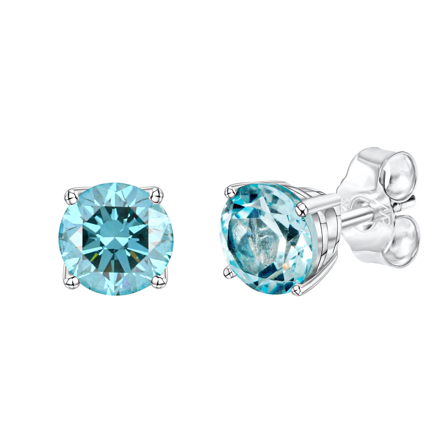 Ohrstecker 375/- Gold rhodiniert (teil) 0,6cm Blautopas beh.