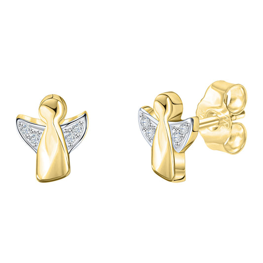 Ohrstecker aus 375/- Gelbgold mit Zirkonia Motiv Engel