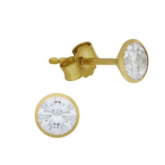 Ohrstecker aus 585/- Gelbgold glanz mit Zirkonia weiss