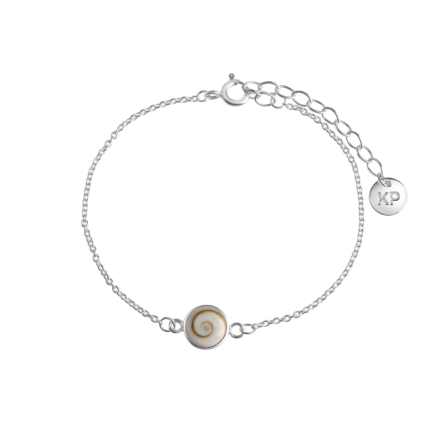 Armband Ankerkette 925/- Sterling Silber versilbert 19,0cm Muschel