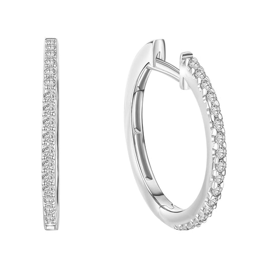 Klappcreolen aus 585/- Weißgold glanz mit Zirkonia