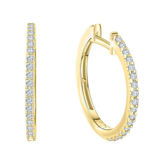 Klappcreolen aus 585/- Gelbgold glanz mit Zirkonia