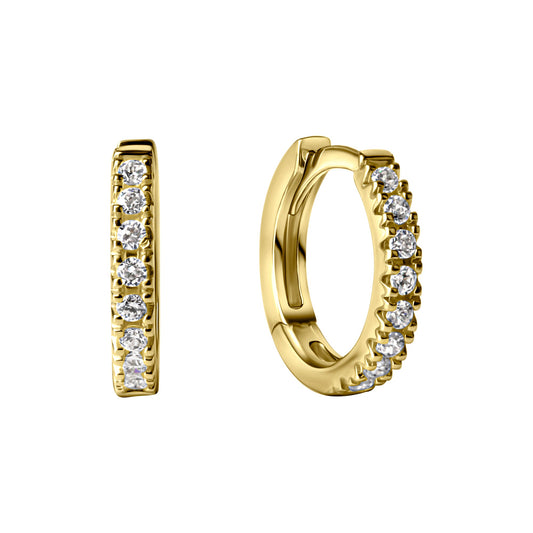 Klappcreolen aus 375/- Gelbgold glanz mit Zirkonia