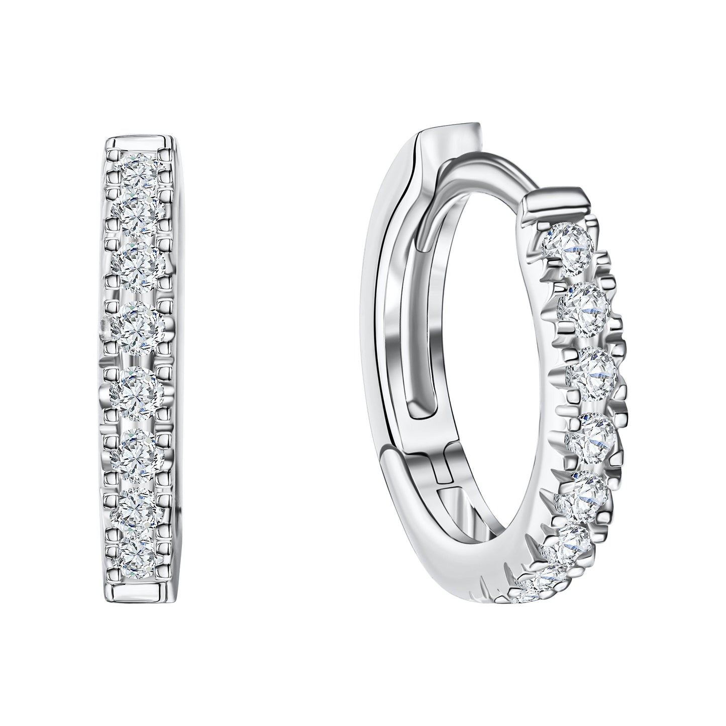 Klappcreolen 585/- Gold rhodiniert 1,2cm Zirkonia
