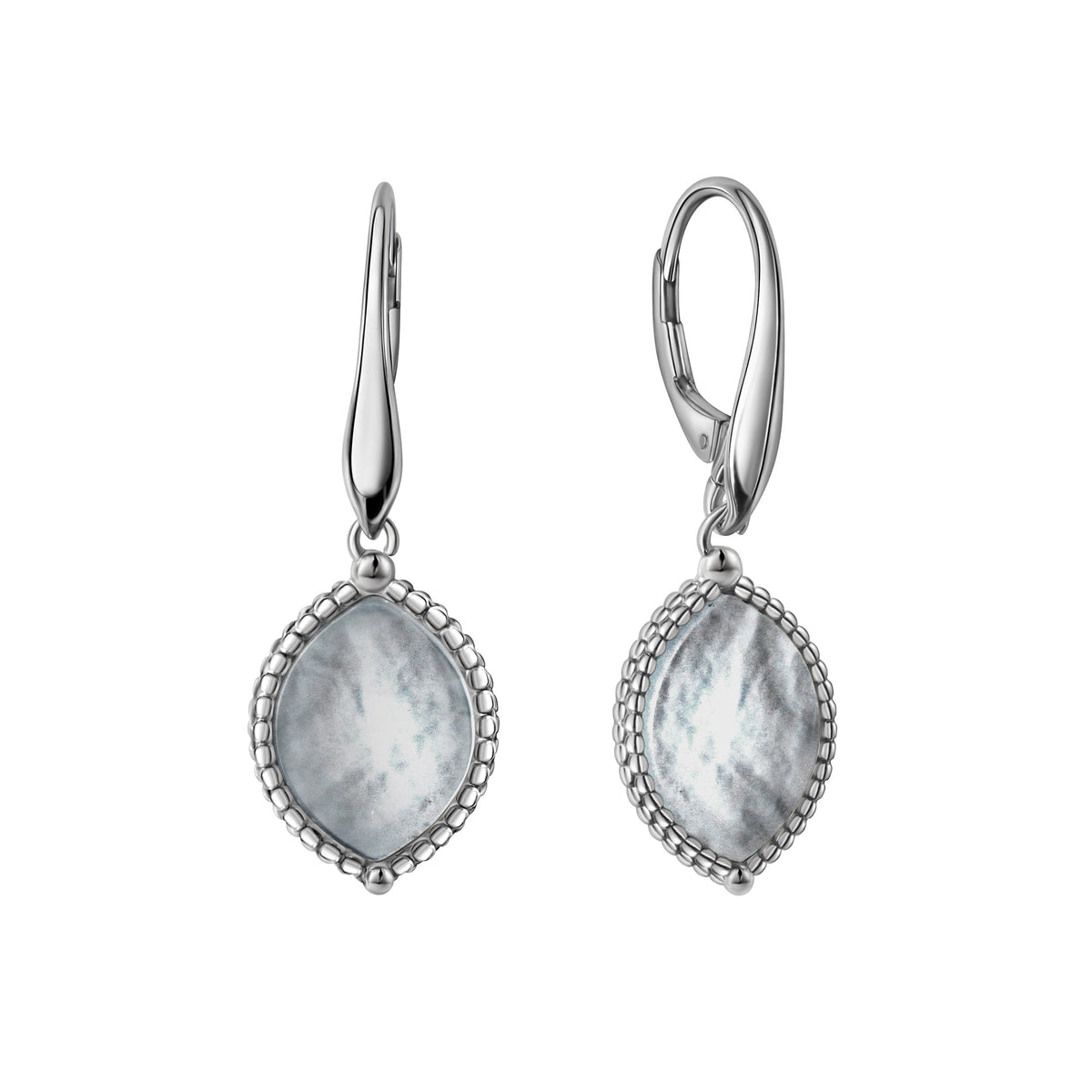 Ohrhänger 925/- Sterling Silber rhodiniert 3,5cm Perlmutt