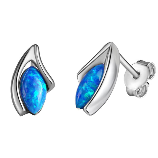 Ohrstecker aus 925/- Sterling Silber rhodiniert imit. Opal blau