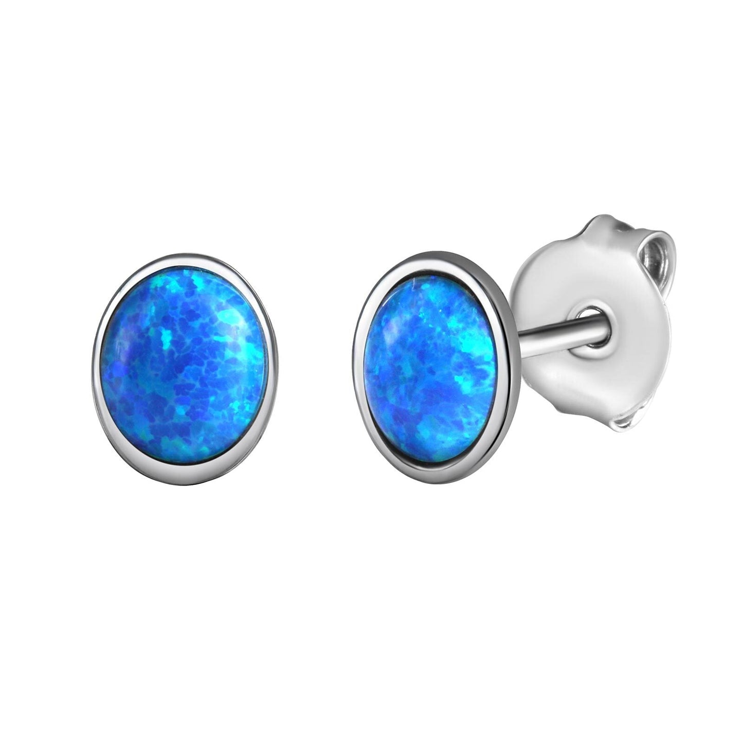Ohrstecker 925/- Sterling Silber rhodiniert 0,7cm imit.Opal