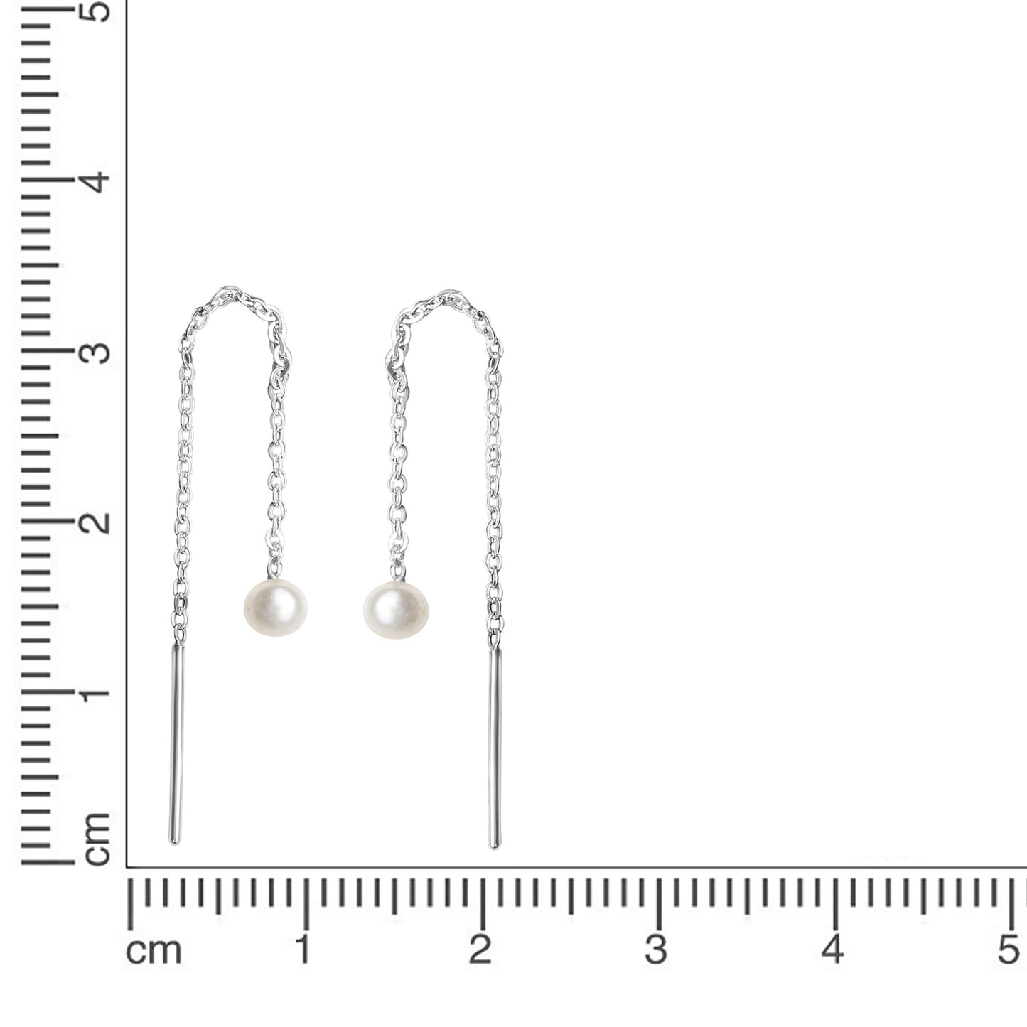 Durchzieh-Ohrringe 925/- Sterling Silber rhodiniert 0,7cm Perle