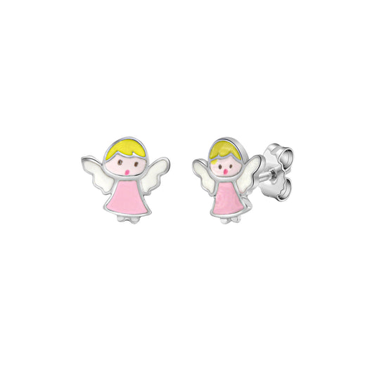 Ohrstecker aus 925/- Sterling Silber rhodiniert Engel mit Lackbeschichtung in bunt