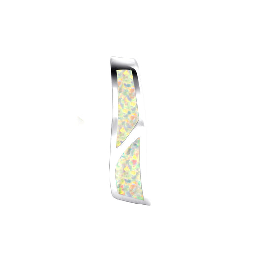 Anhänger aus 925/- Sterling Silber rhodiniert mit synth. Opal weiss