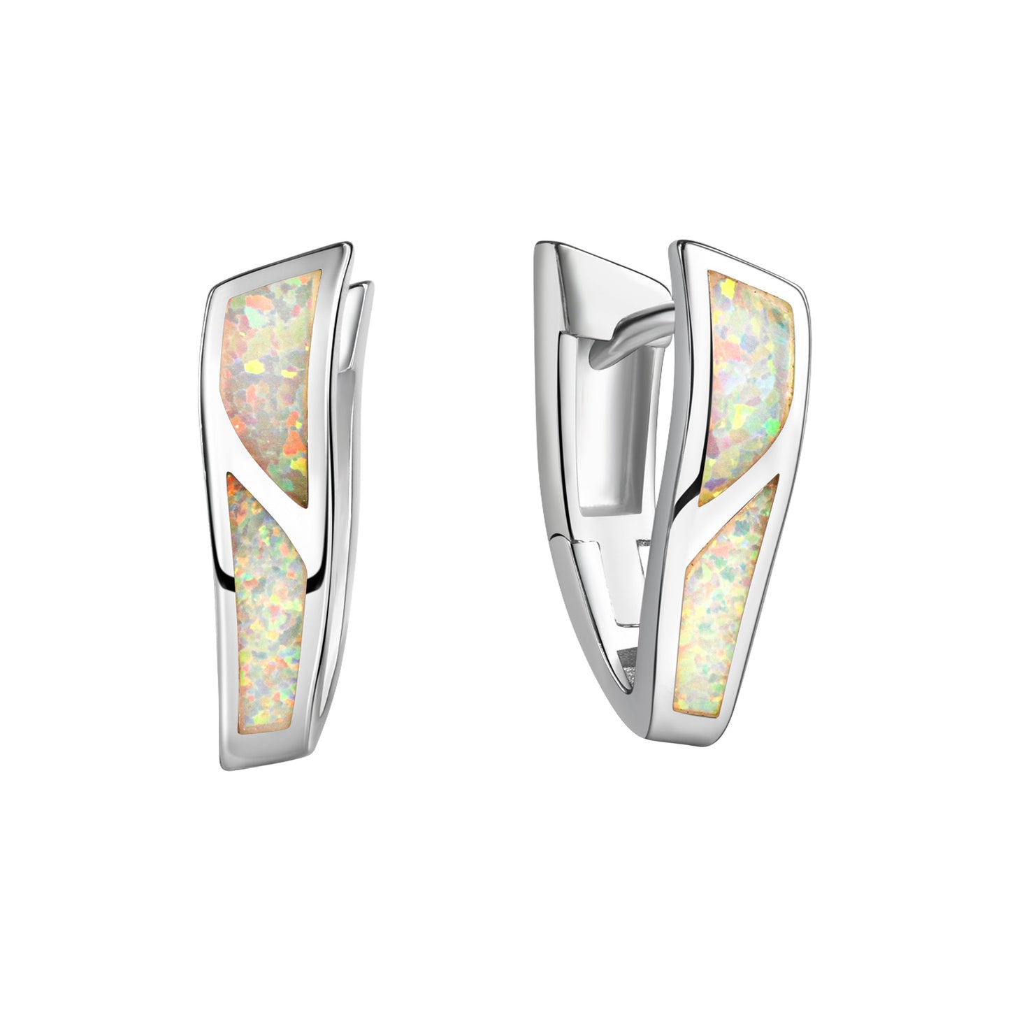 Klappcreolen 925/- Sterling Silber rhodiniert 1,8cm synth. Opal
