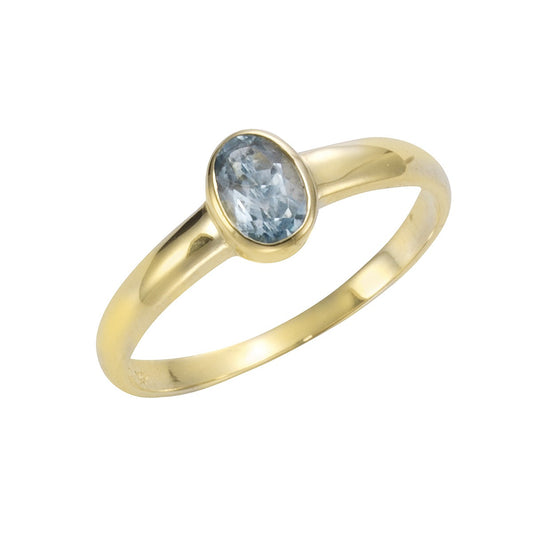 Goldring Damen 585er Gelbgold Blautopas