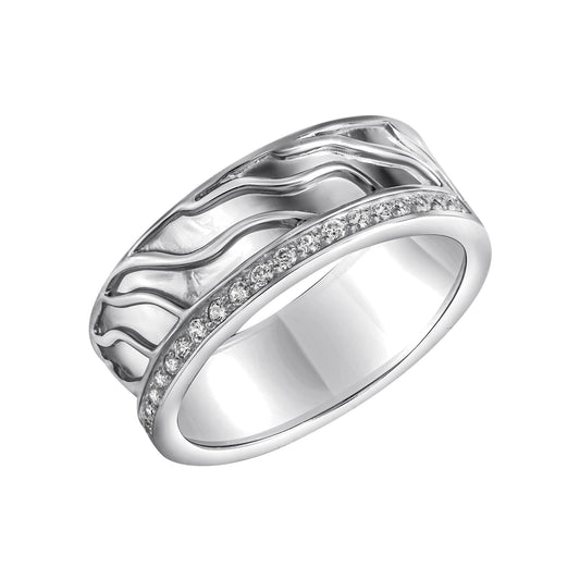 Damenring aus 925/- Sterling Silber rhodiniert mit 17 Zirkonia weiss