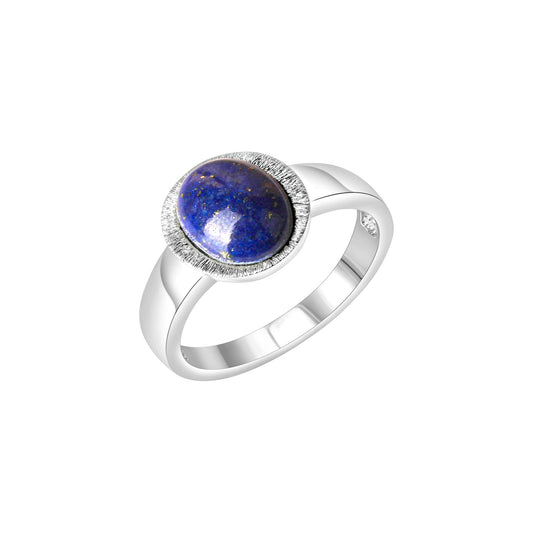 Damenring aus 925/- Sterling Silber rhodiniert mit Lapislazuli