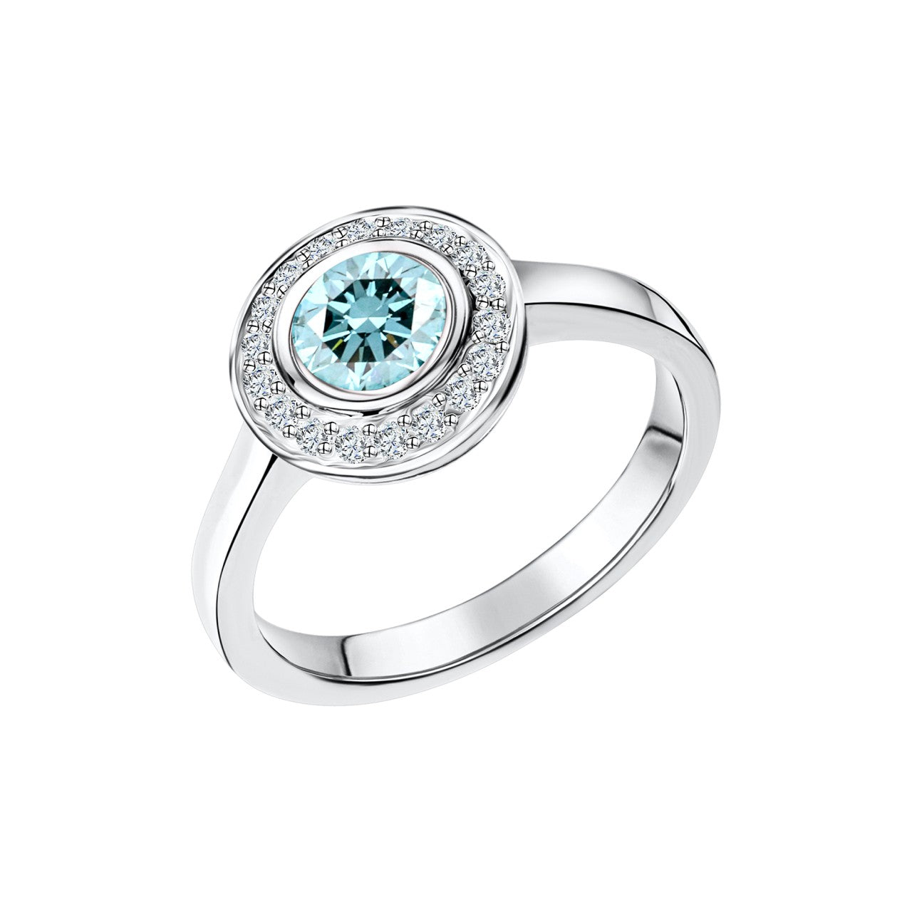 Ring Damen 925er Sterling Silber rhodiniert Blautopas und Weißtopas