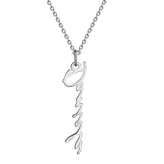 Anhänger mit Kette aus 925/- sterling Silber rhodiniert Name senkrecht bis max. 15 Buchstaben