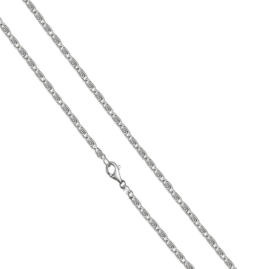 Collier S-Panzerkette aus 925/- Sterling Silber weiß diamantiert 50 cm lang