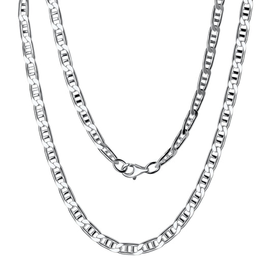 Collier Doppel-Stegpanzerkette aus 925/- Sterling Silber weiß diamantiert 60 cm lang