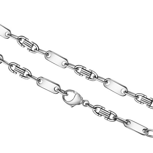 Collier Fantasiekette mit Plättchen aus 925/- Sterling Silber weiß glanz 60 cm lang