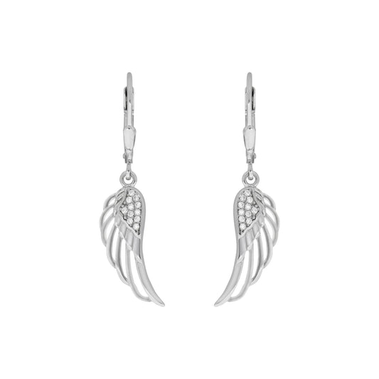 Ohrhänger aus 925/- Sterling Silber rhodiniert mit insg. 22 Zirkonia Motiv Engelsflügel
