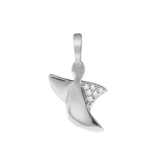Anhänger aus 925/- Sterling Silber rhodiniert Motiv Engel mit 6 weißen Zirkonia